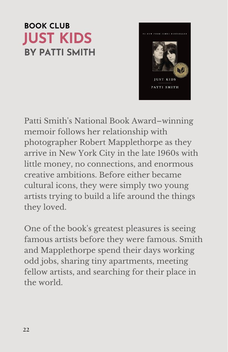 Just Kids book review from Shamala Hamala, Spring 2026, page 22