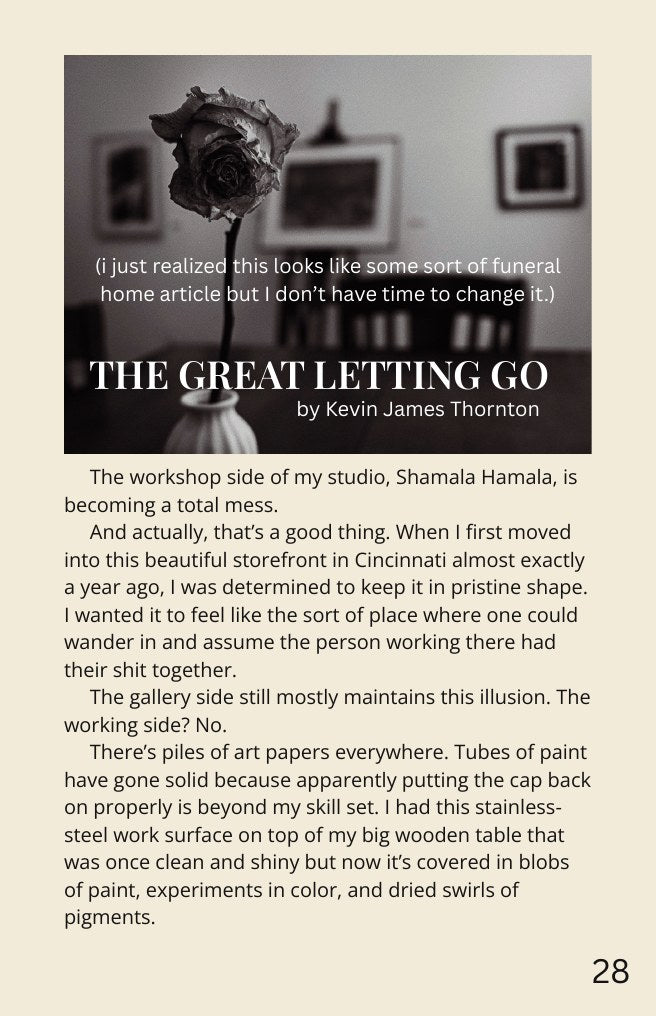 The Great Letting Go, sample page from a past issue