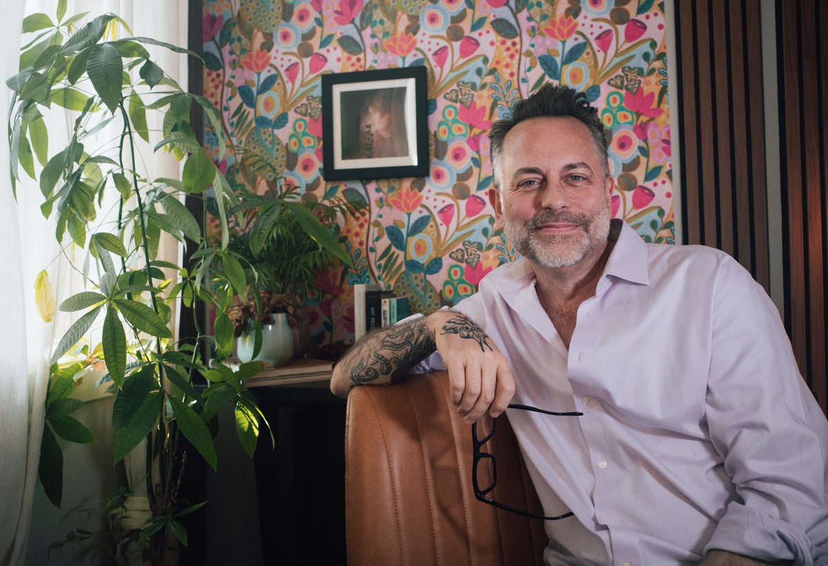 Kevin James Thornton seated in his studio